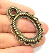 2 Antique Bronze Pendant Blank Bezel Settings Base Blank  Necklace Blank Mountings (50x34mm ) G6645