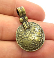 4 Antique Bronze Charms Ottoman Coin Signature Charms (34x22mm) G6649