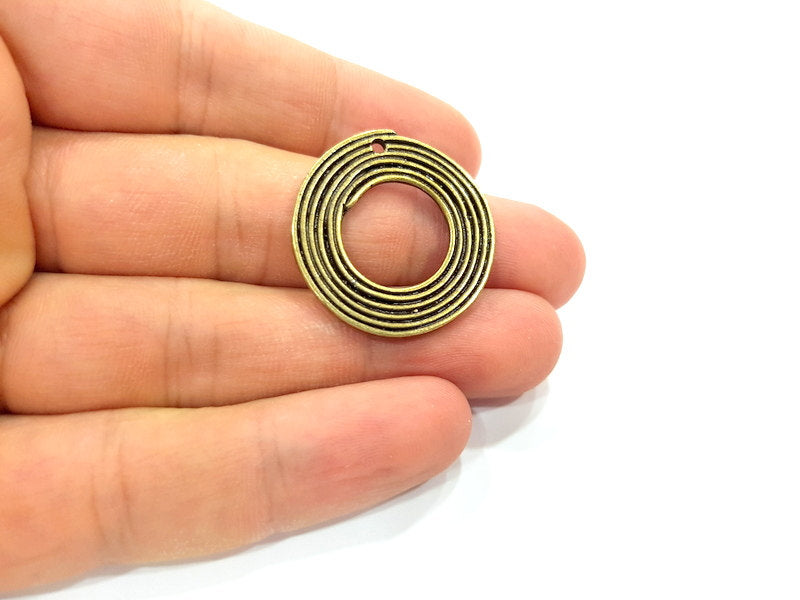 3 Antique Bronze Circle Connector Pendant (29mm) G6650
