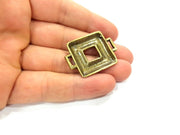 2 Antique Bronze Necklace Connector Pendant  (36x27mm) G8425