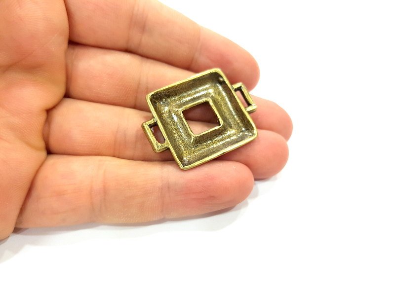 2 Antique Bronze Necklace Connector Pendant  (36x27mm) G8425