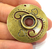 2 Antique Bronze  Pendant Medallion Pendant  (42mm) G6655