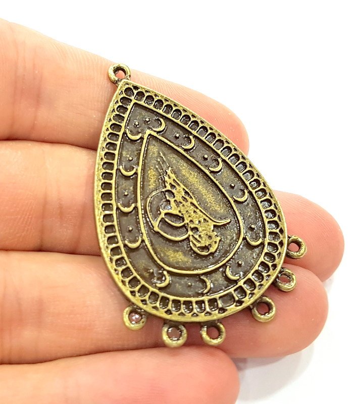 2 Antique Bronze Pendant  Necklace Connector (50x32mm) G6666