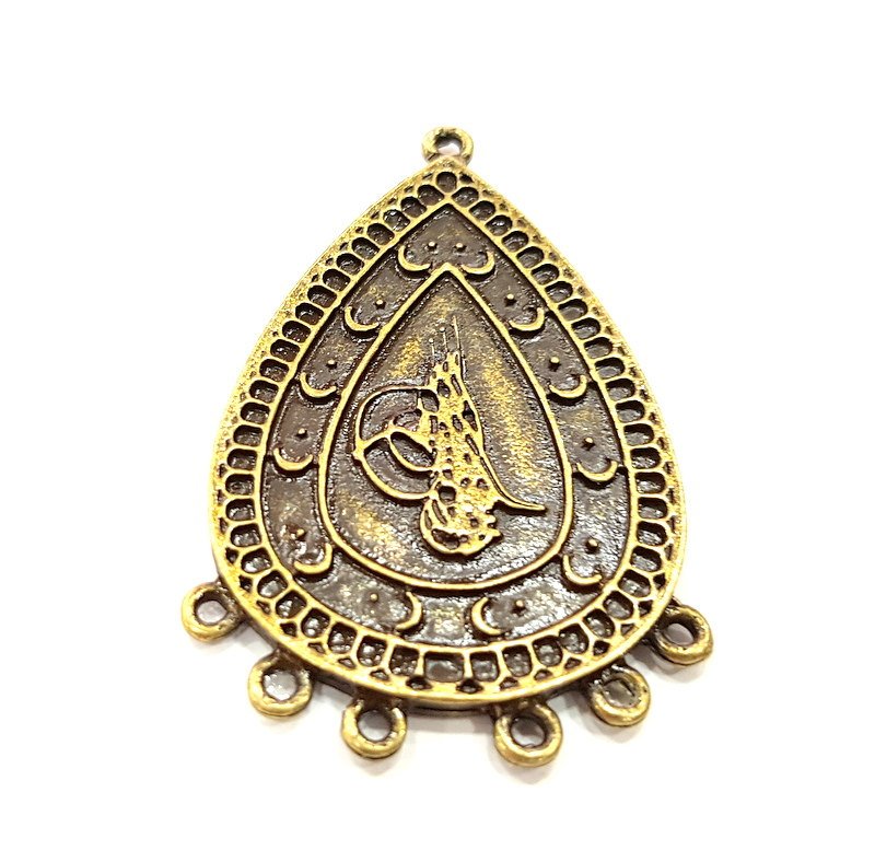 2 Antique Bronze Pendant  Necklace Connector (50x32mm) G6666