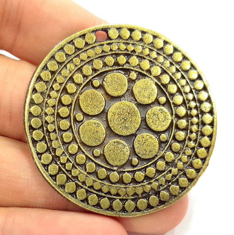 Antique Bronze Pendant Tribal Pendant Ethnic Pendant  Medallion Pendant  (52mm) G6669