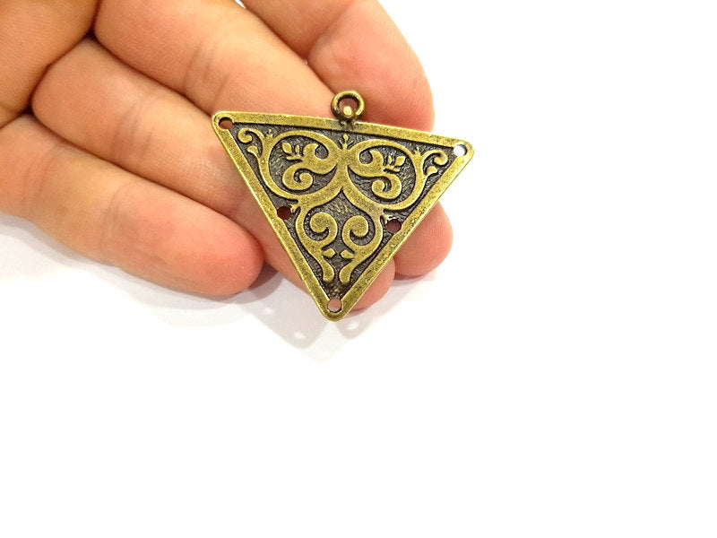 2 Antique Bronze Pendant  Necklace Connector (45x40mm) G6672