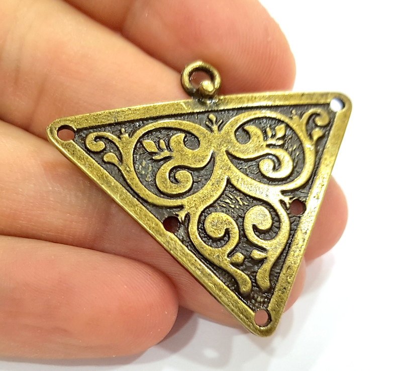 2 Antique Bronze Pendant  Necklace Connector (45x40mm) G6672