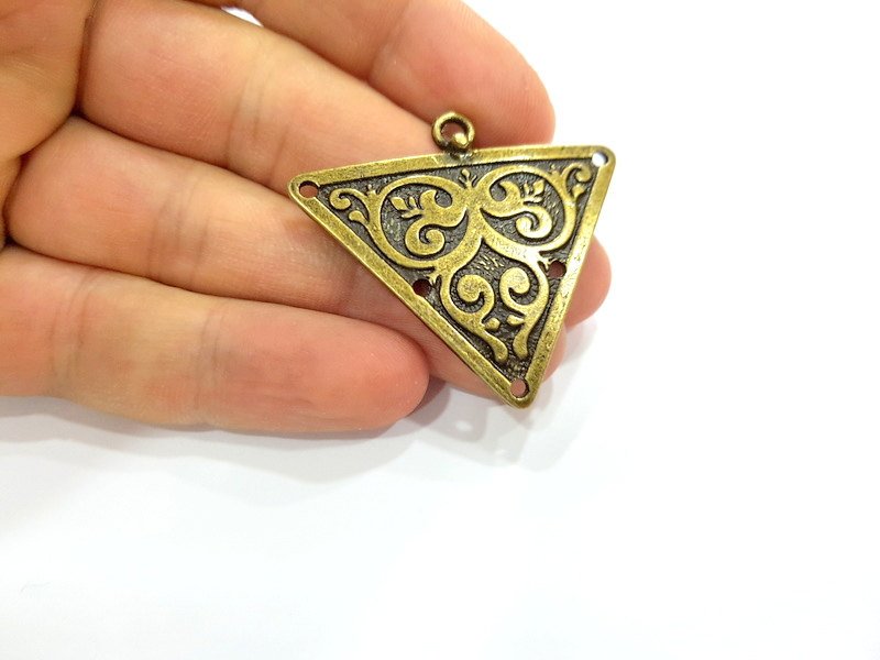 2 Antique Bronze Pendant  Necklace Connector (45x40mm) G6672