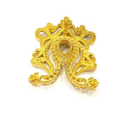 Raw Brass Pendant Blank  Patterned Pendant 57x46mm G13859