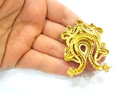 Raw Brass Pendant Blank  Patterned Pendant 57x46mm G13859
