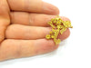 Raw Brass Pendant Blank  Patterned Pendant 33x30mm G7331