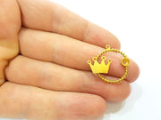 2 Raw Brass Crown Charms 22mm G7332