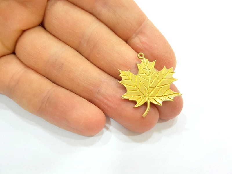 Raw Brass Maple Leaf Charms 28x26mm G7335