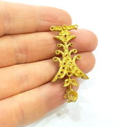 Raw Brass Pendant Blank Patterned Pendant 46x21mm G7336