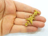 Raw Brass Pendant Blank Patterned Pendant 46x21mm G7336