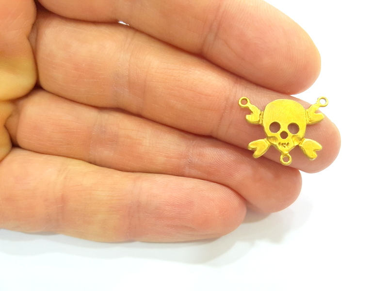 Raw Brass Skull Charms 20x15mm G7337