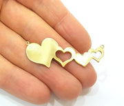 Raw Brass Heart Charms 50x20mm G7342