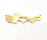 Raw Brass Heart Charms 50x20mm G7342