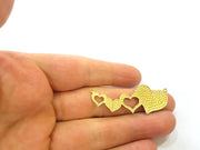 Raw Brass Heart Charms 50x20mm G7342