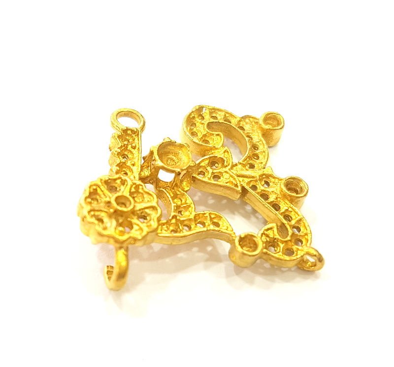 2 Raw Brass Pendant Blank Patterned Pendant 25x23mm G7343