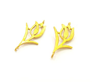 Raw Brass Tulip Charms 27x12mm G7345