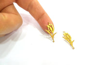 Raw Brass Tulip Charms 27x12mm G7345