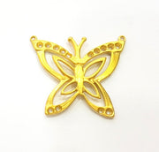 2 Raw Brass Butterfly Charms 30x26mm G7346