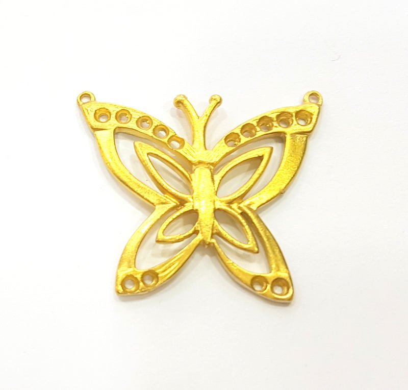2 Raw Brass Butterfly Charms 30x26mm G7346