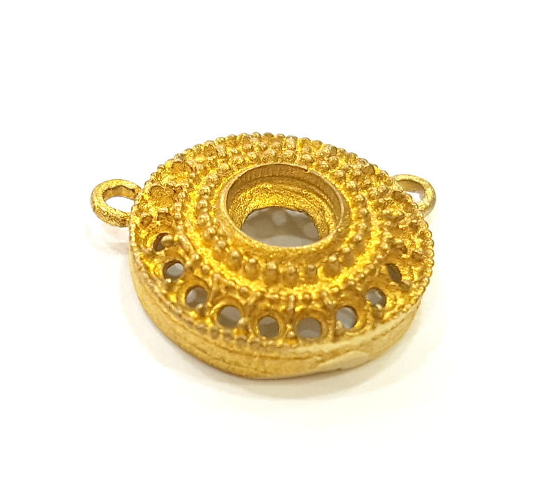 Raw Brass Pendant Blank Patterned Pendant 15mm G7349