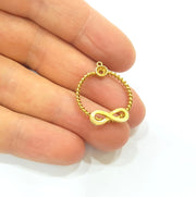 2 Raw Brass Infinity Charms 22mm G7353