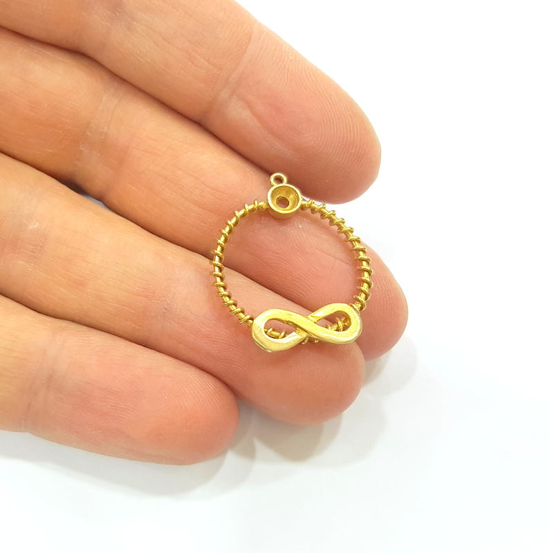 2 Raw Brass Infinity Charms 22mm G7353