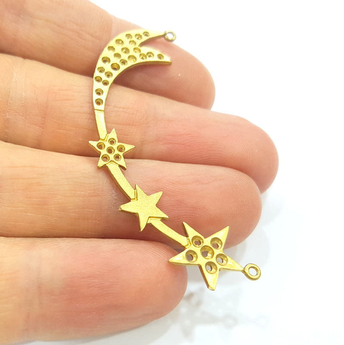 Raw Brass Star Charms 55mm G7355