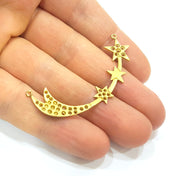 Raw Brass Star Charms 55mm G7355