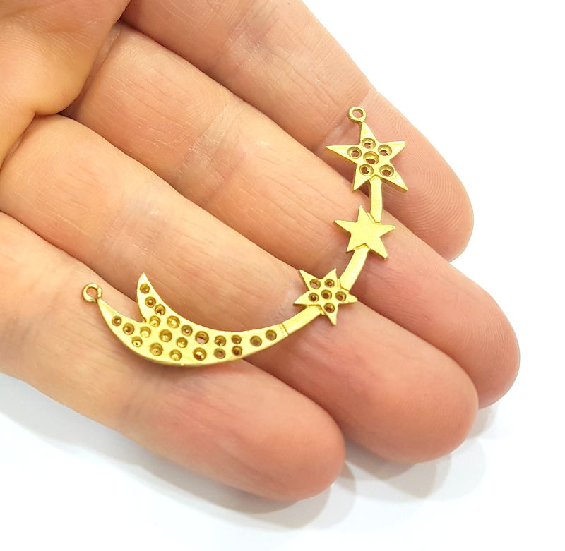 Raw Brass Star Charms 55mm G7355