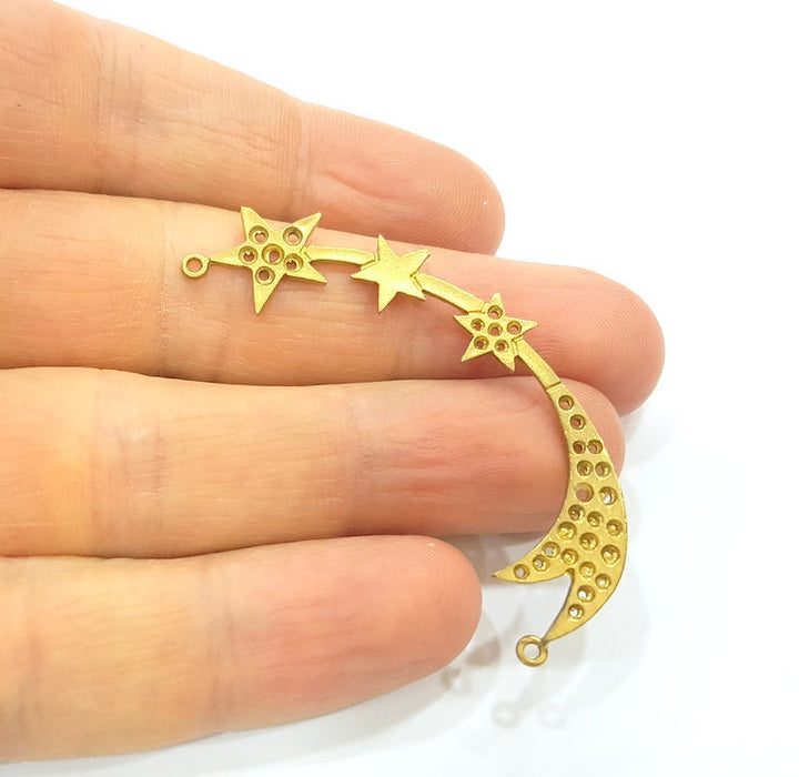 Raw Brass Star Charms 55mm G7355