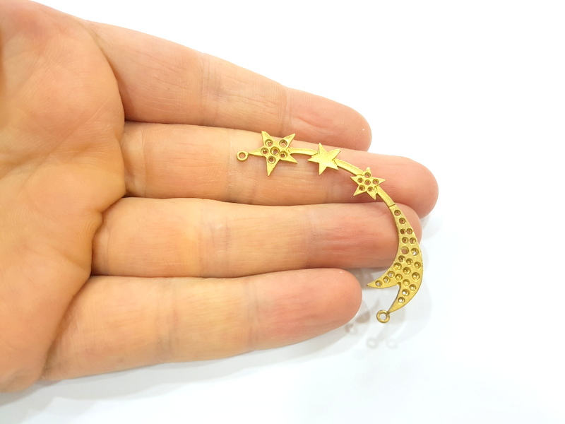 Raw Brass Star Charms 55mm G7355