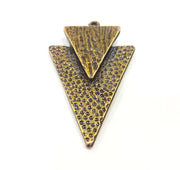 Antique Bronze Triangle Pendant Antique Bronze  Hammered Pendant  (48x29mm) G7358