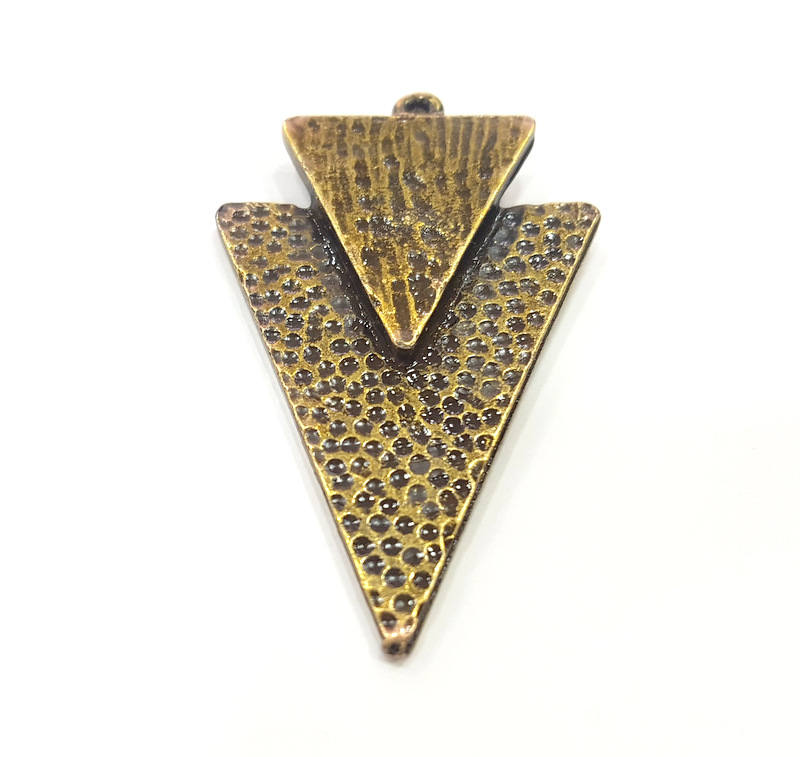 Antique Bronze Triangle Pendant Antique Bronze  Hammered Pendant  (48x29mm) G7358