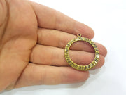 4 Antique Bronze Circle Charms Antique Bronze Plated Charms (35mm) G7360