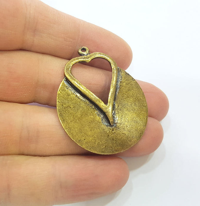 Antique Bronze Heart Pendant Antique Brass Plated Pendant  (42x35mm) G7361