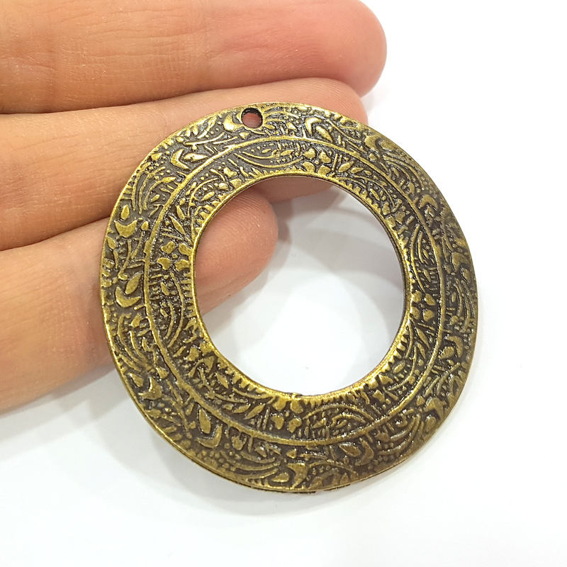 2 Antique Bronze Pendant Antique Bronze Round Pendant (49mm) G15345