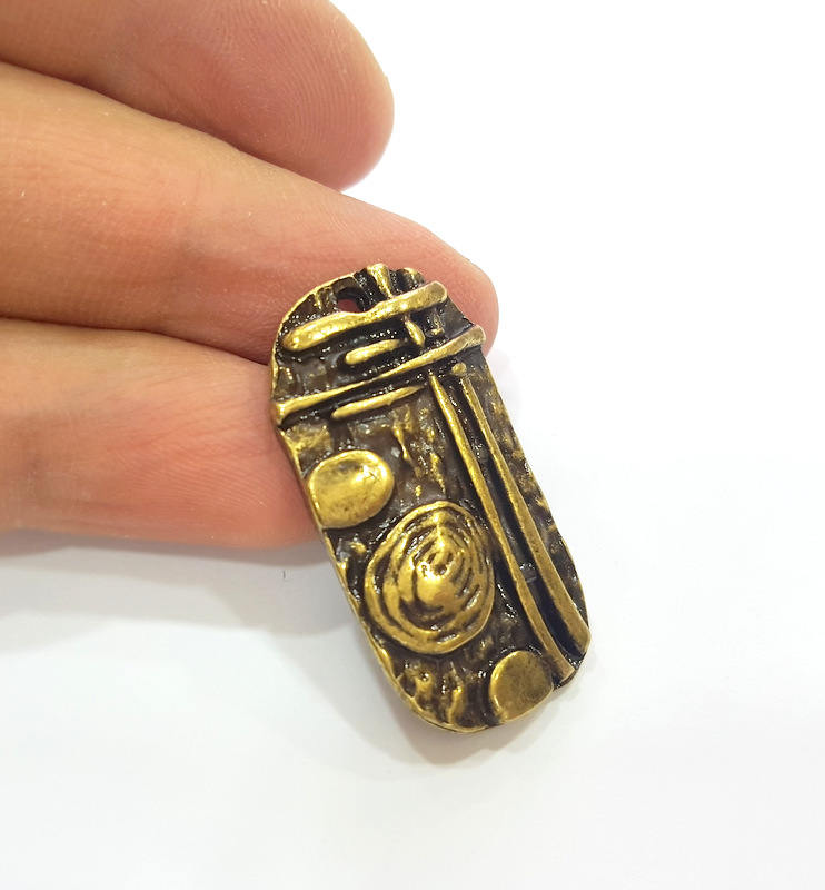 2 Antique Bronze Charms Antique Brass Charm  (36x19mm) G7365