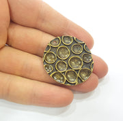 2 Antique Bronze Charms Antique Brass Plated Pendant (37mm) G7366