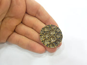 2 Antique Bronze Charms Antique Brass Plated Pendant (37mm) G7366