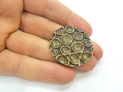 2 Antique Bronze Charms Antique Brass Plated Pendant (37mm) G7366