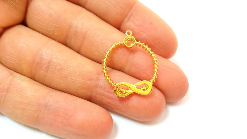 2 Infinity Charms 24K Gold Plated Brass (23mm)  G7377