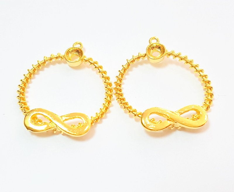 2 Infinity Charms 24K Gold Plated Brass (23mm)  G7377