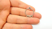 2 Silver Charms Silver Plated Infinity Charms Antique Silver Plated Brass (23mm)  G7379