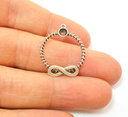 2 Silver Charms Silver Plated Infinity Charms Antique Silver Plated Brass (23mm)  G7379