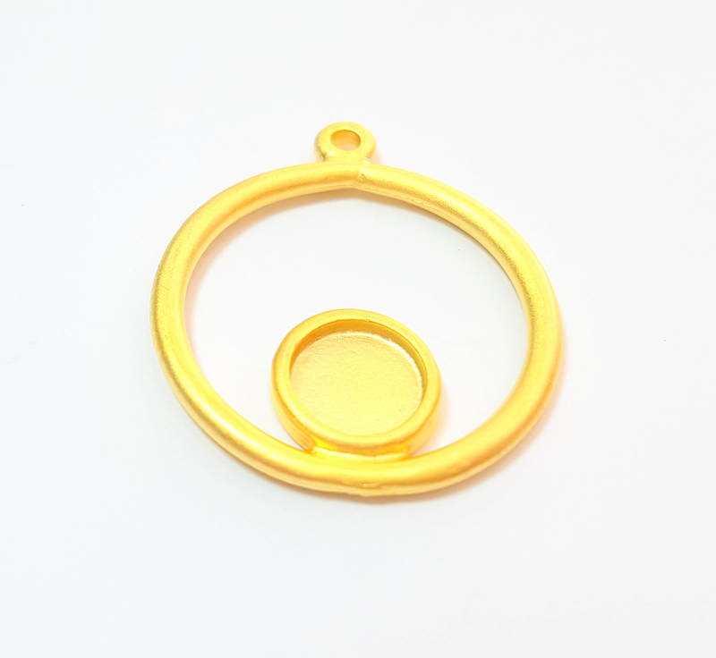 4 Gold Charms Gold Plated Charms Blank (23mm)  G7380
